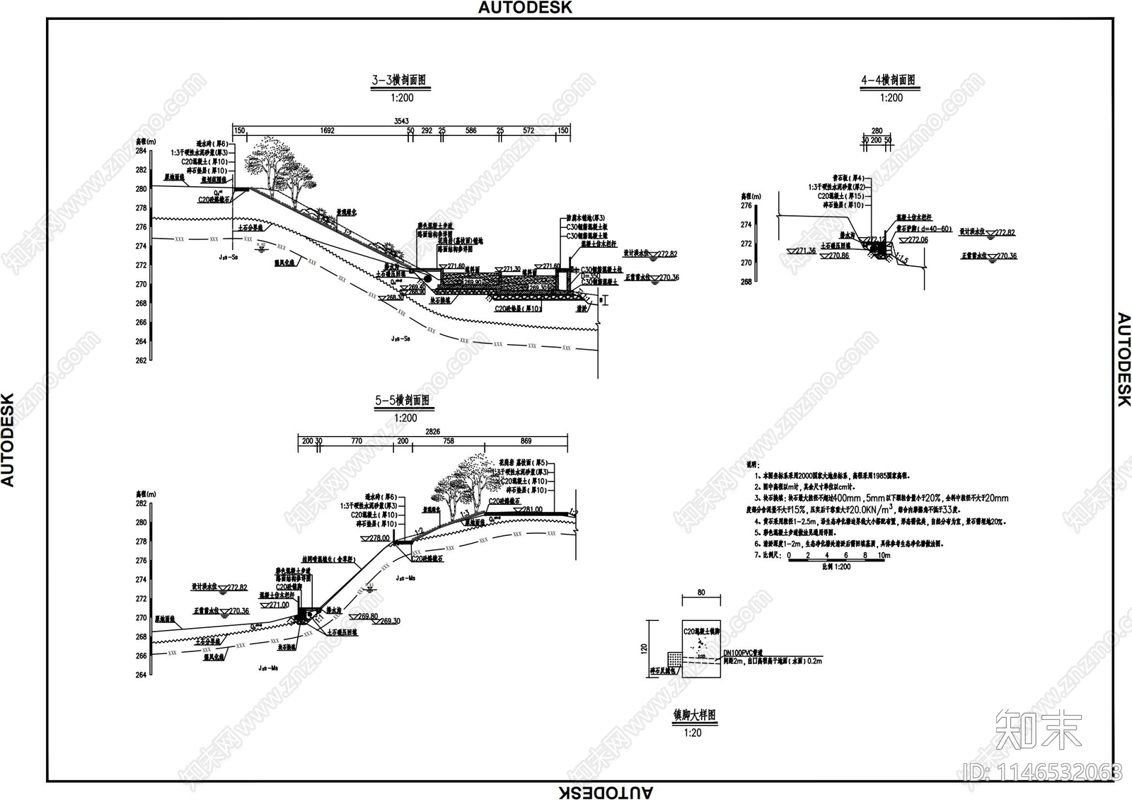 河滩治理湿地公园景观cad施工图下载【ID:1146532063】