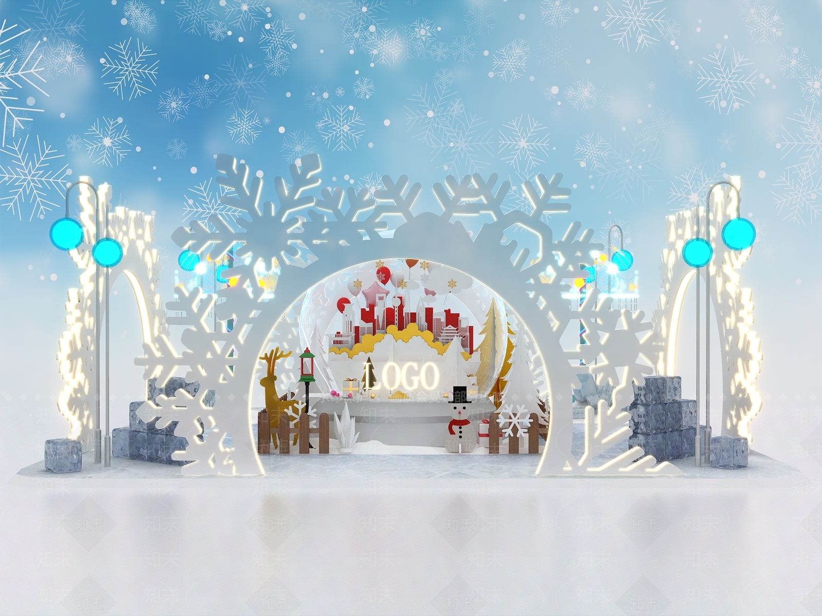 现代圣诞节美陈3D模型下载【ID:1146532659】