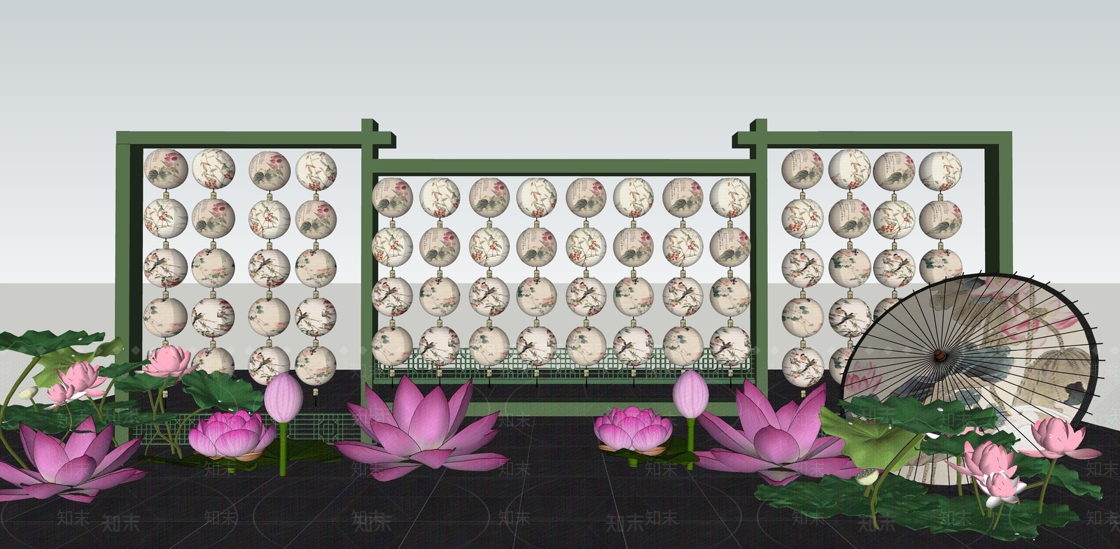 新中式灯笼SU模型下载【ID:1146533061】