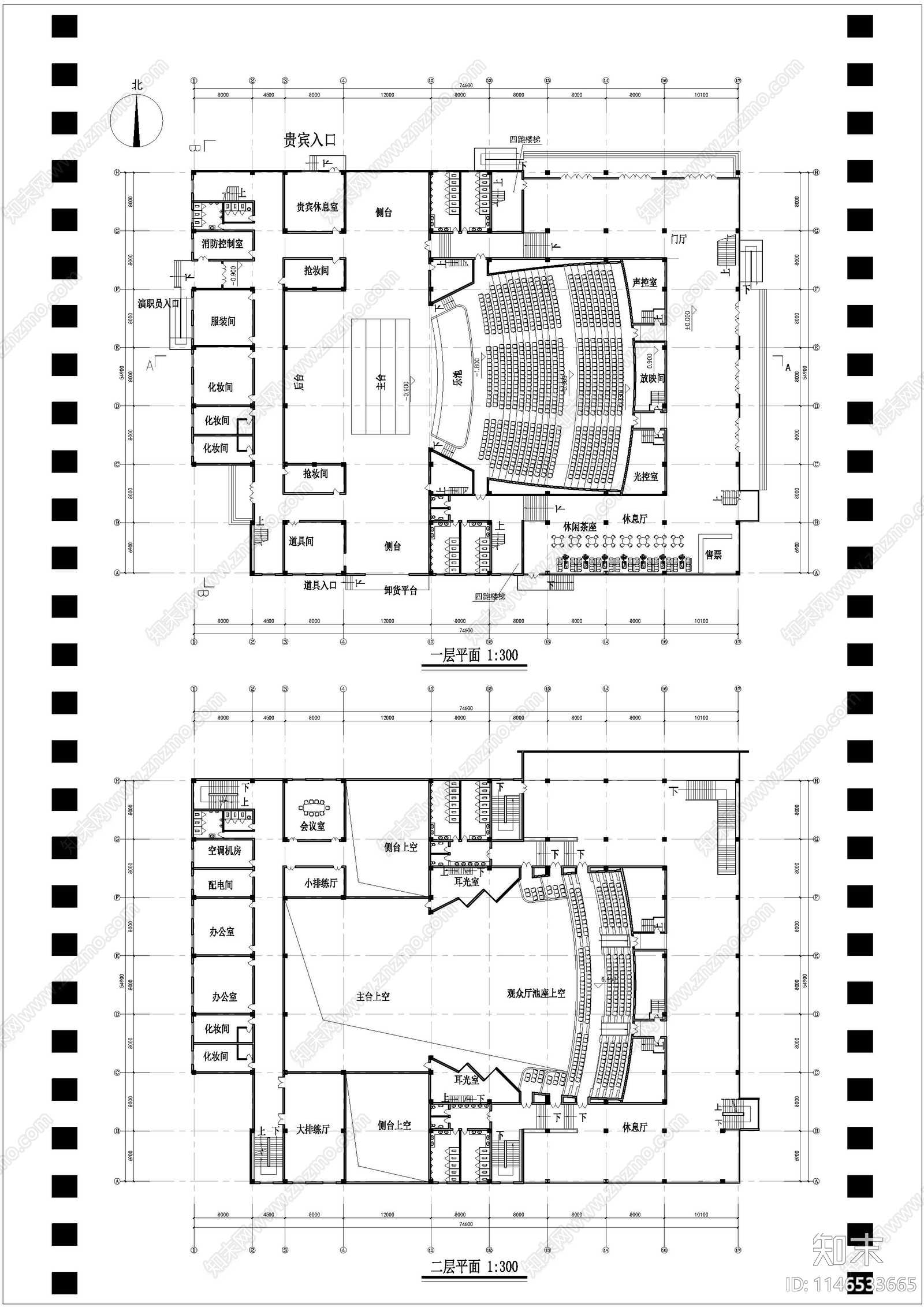 影剧院建筑施工图下载【ID:1146533665】