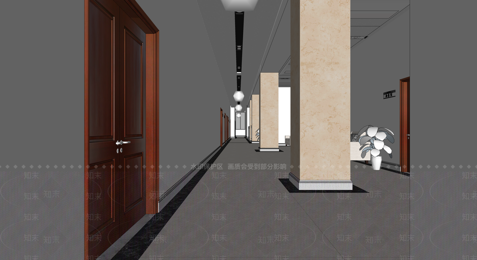 现代过道SU模型下载【ID:1146540026】