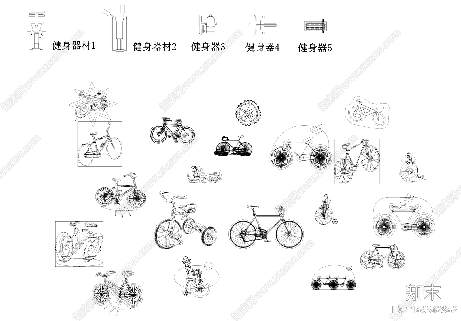 运动健身器材人物CAD图库cad施工图下载【ID:1146542942】