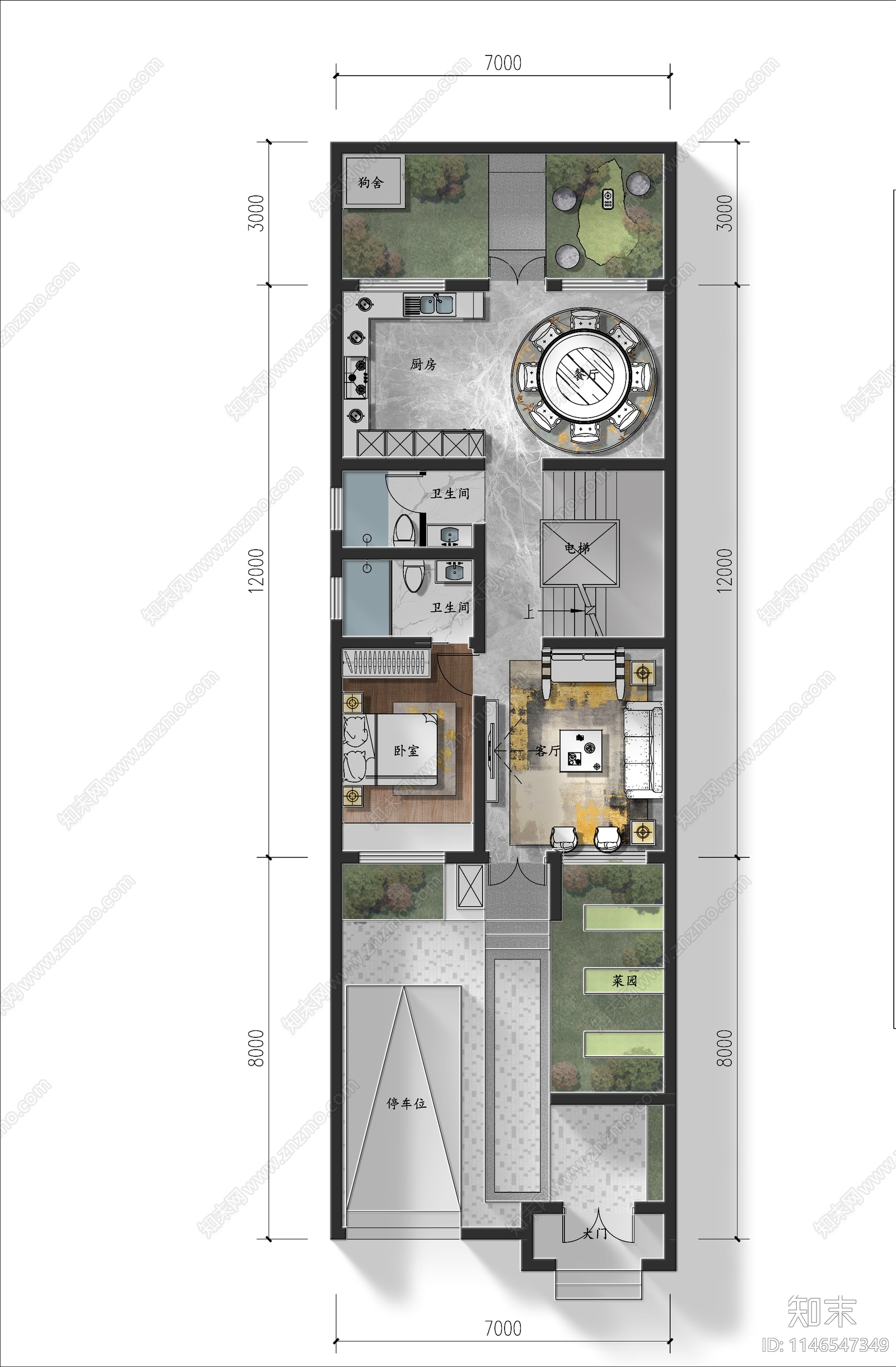 二层自建房室内平面图施工图下载【ID:1146547349】