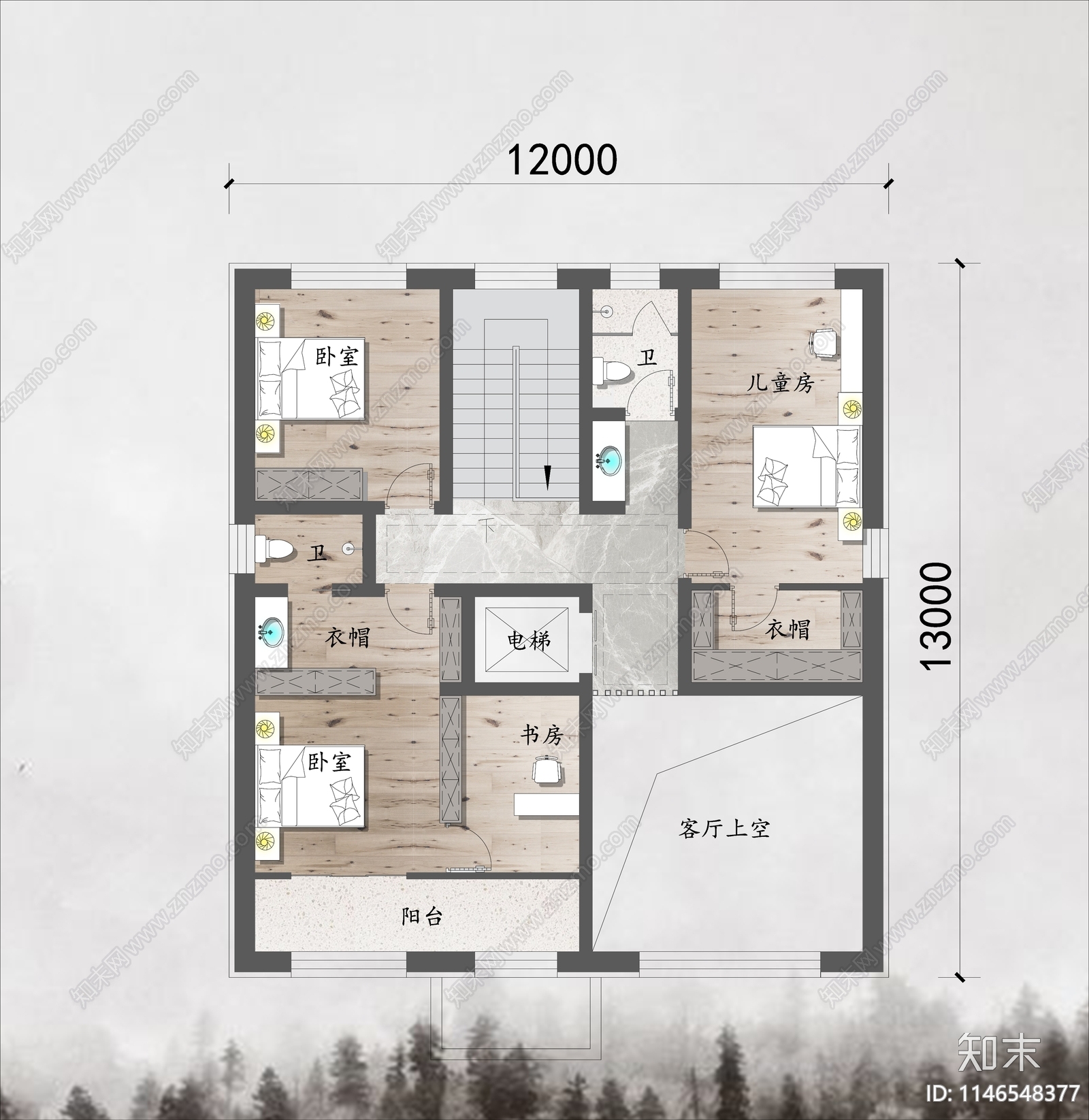 二层自建房室内平面图cad施工图下载【ID:1146548377】