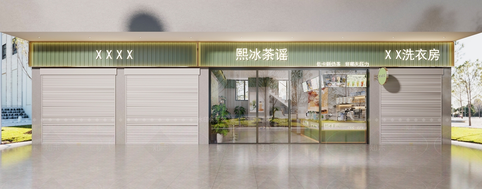 现代奶茶店门头门面3D模型下载【ID:1146550804】