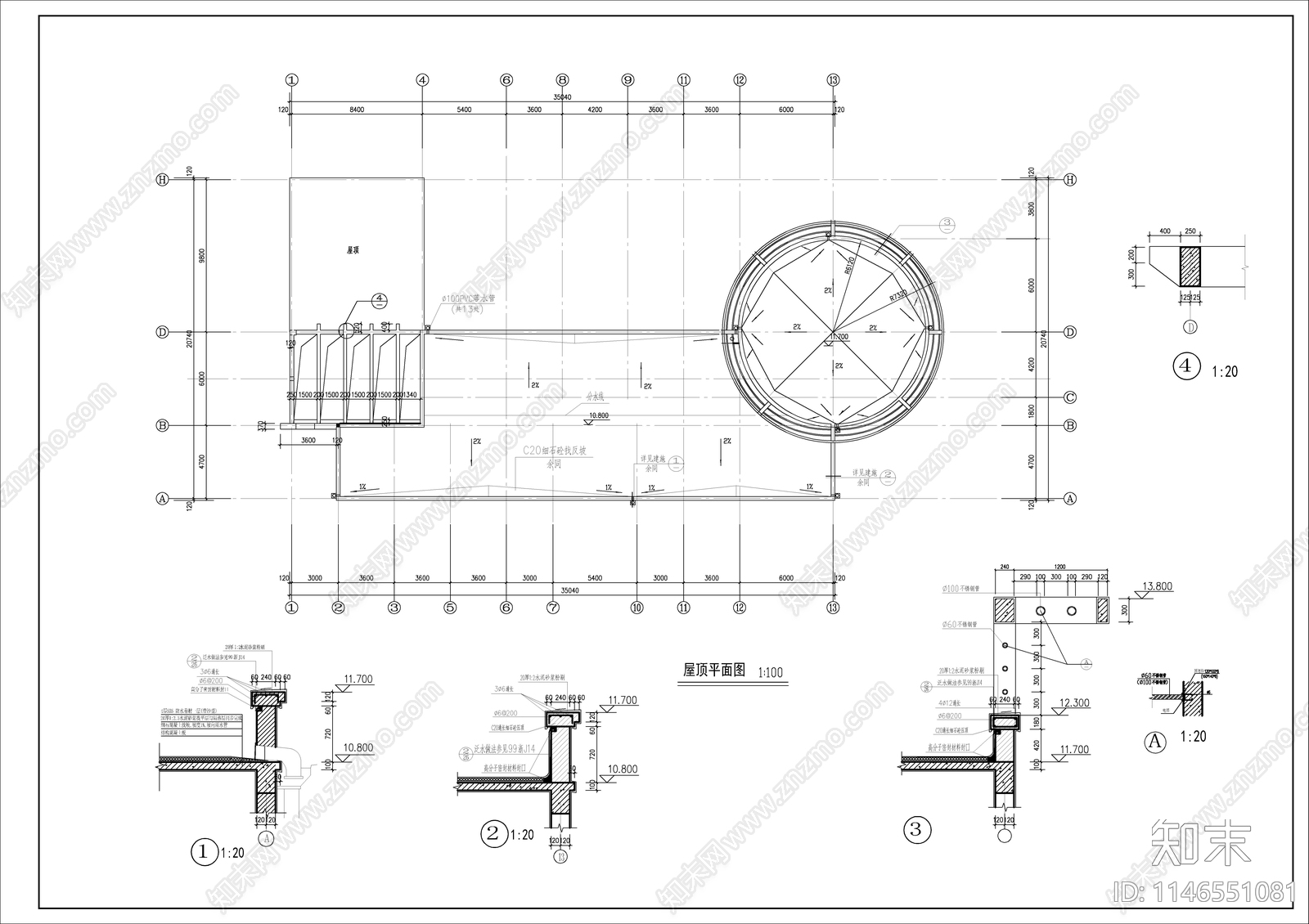 办公楼建筑cad施工图下载【ID:1146551081】
