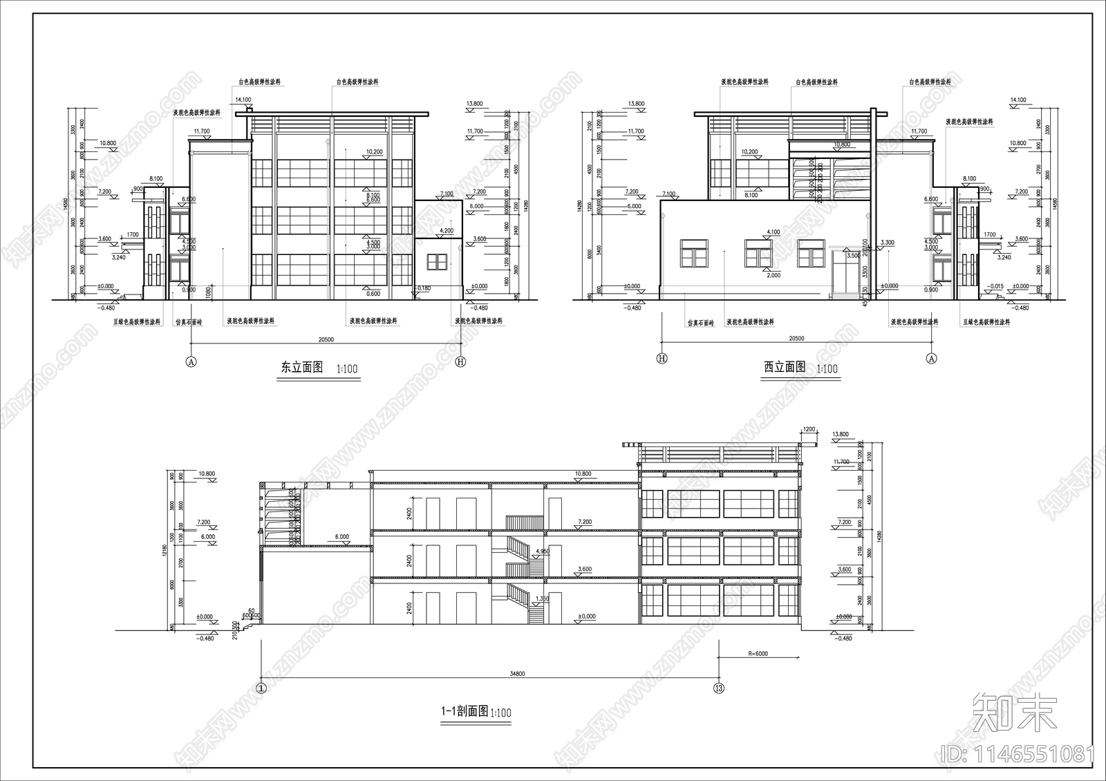 办公楼建筑cad施工图下载【ID:1146551081】