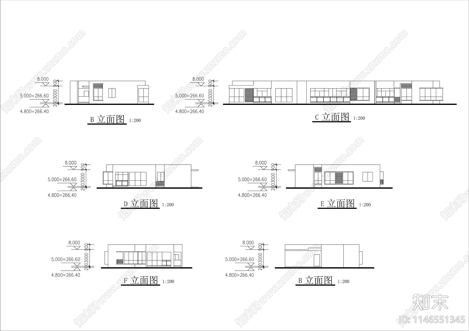 售楼部建筑cad施工图下载【ID:1146551345】