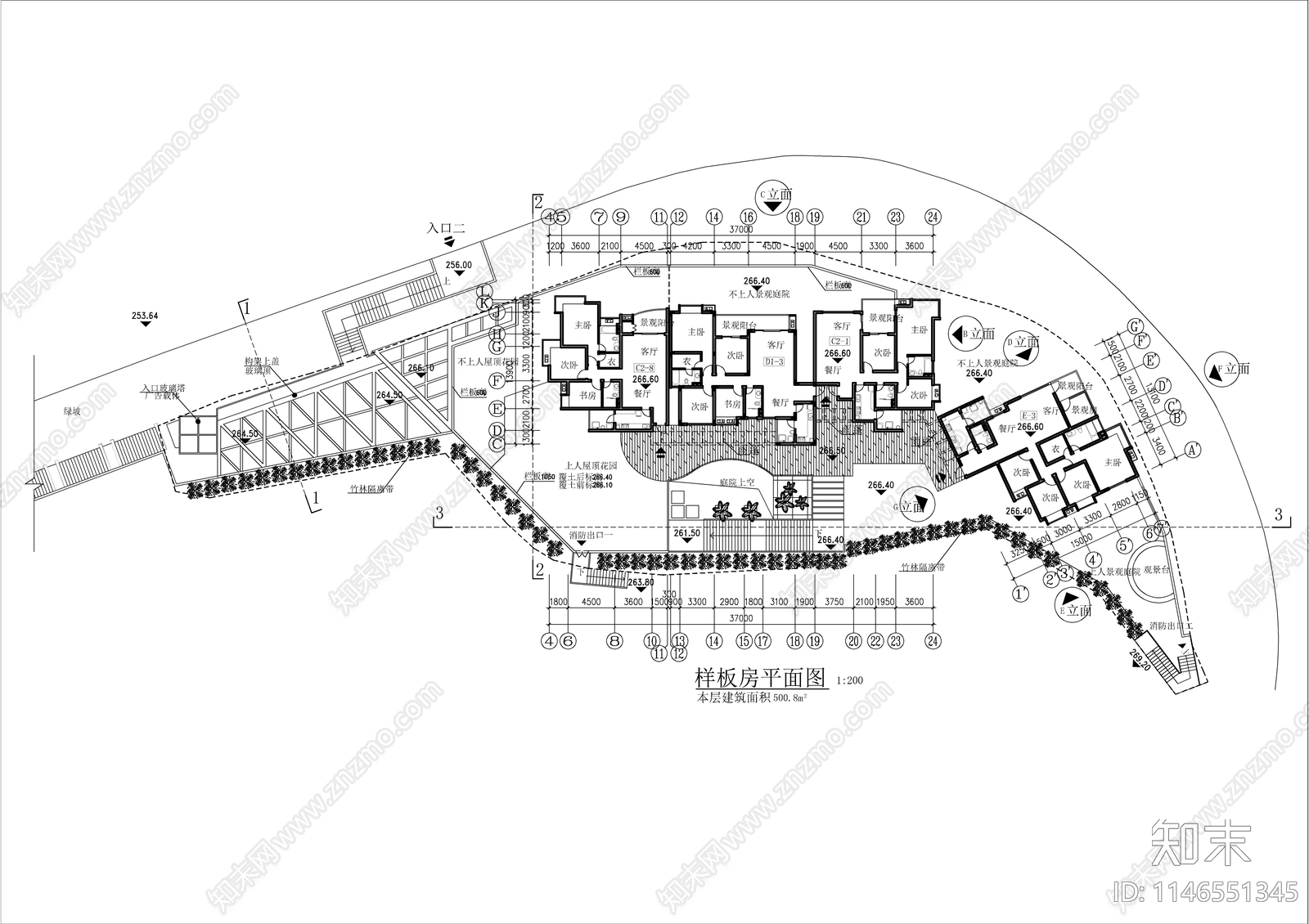 售楼部建筑cad施工图下载【ID:1146551345】