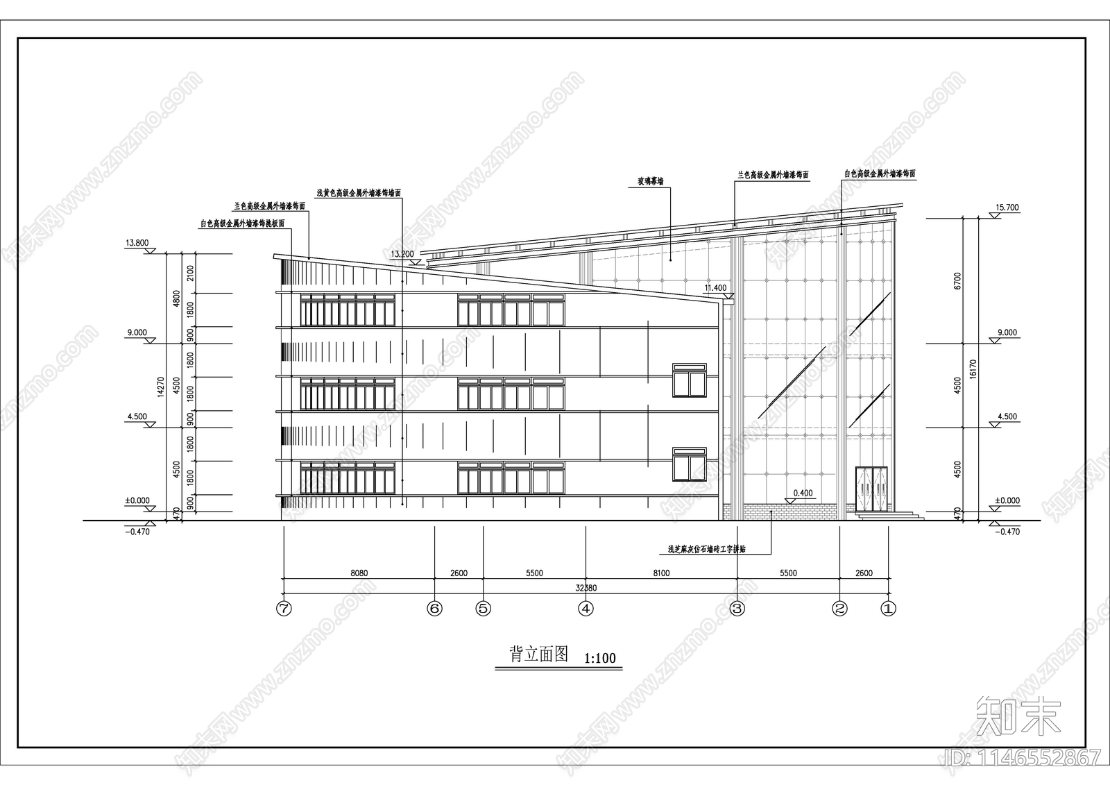 现代办公楼建筑cad施工图下载【ID:1146552867】
