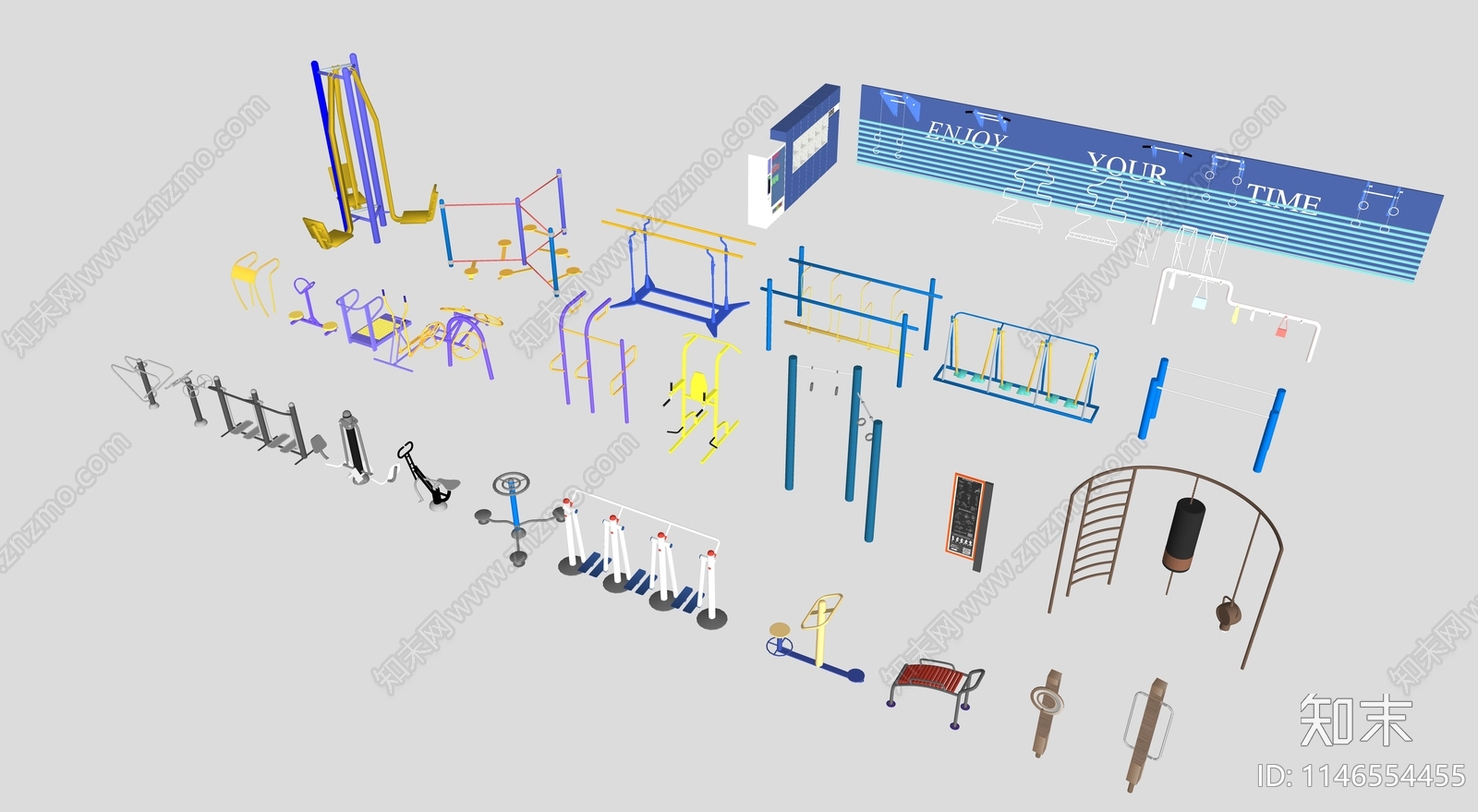 现代户外健身器械合集SU模型下载【ID:1146554455】