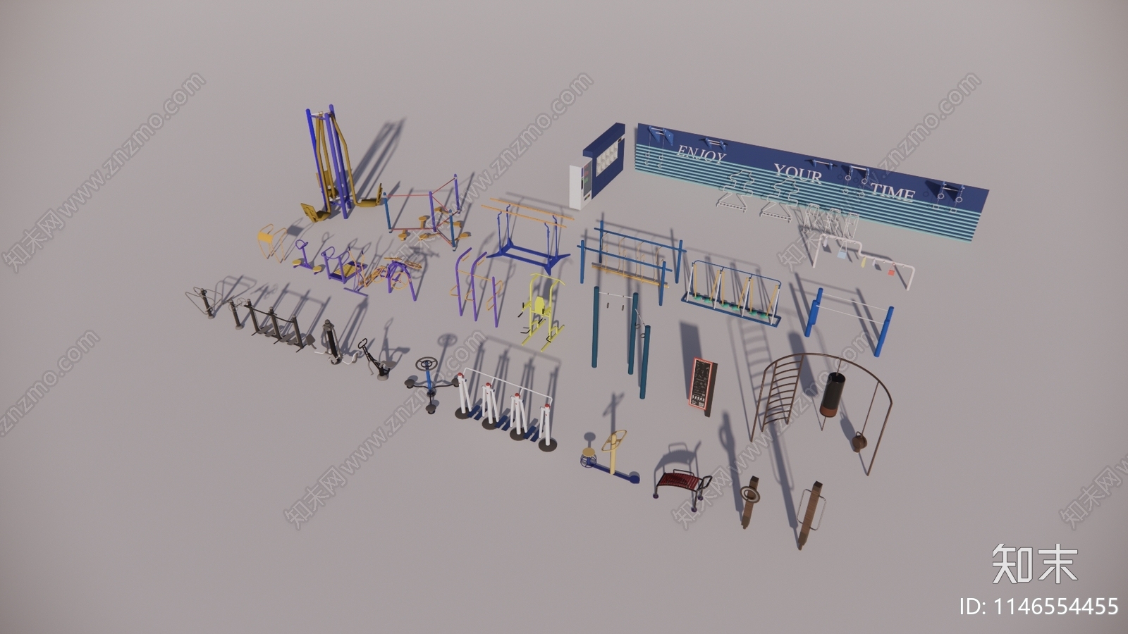 现代户外健身器械合集SU模型下载【ID:1146554455】