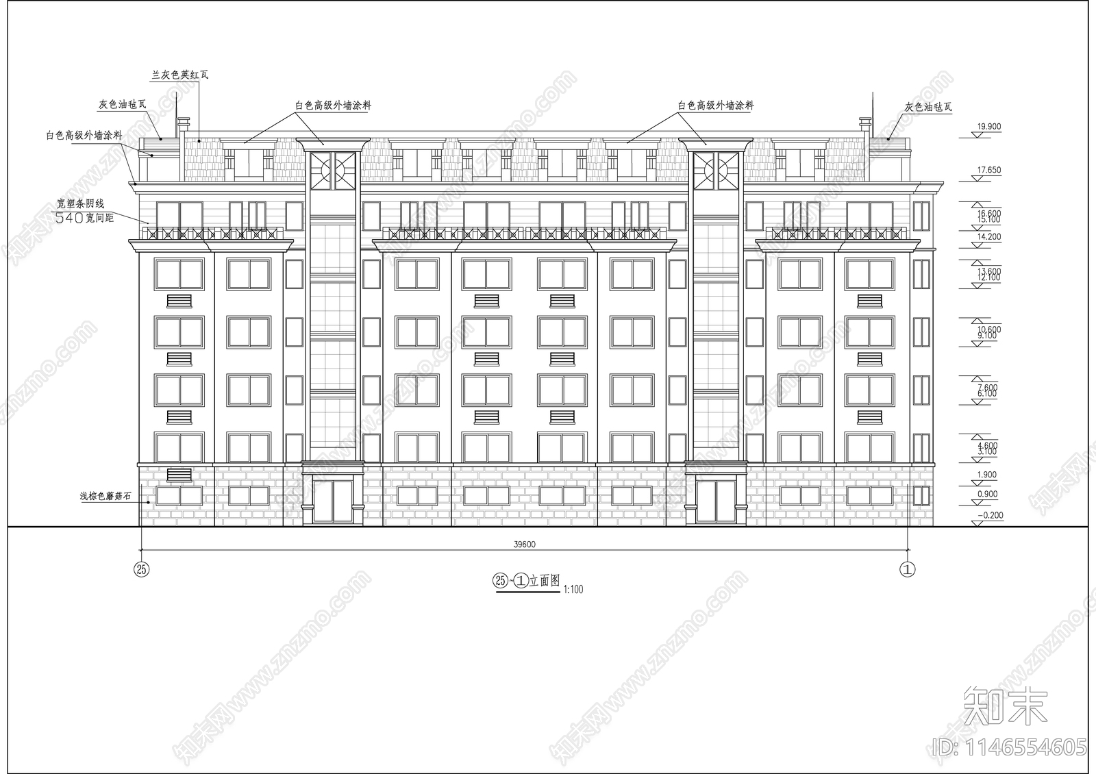 员工住宅楼建筑cad施工图下载【ID:1146554605】