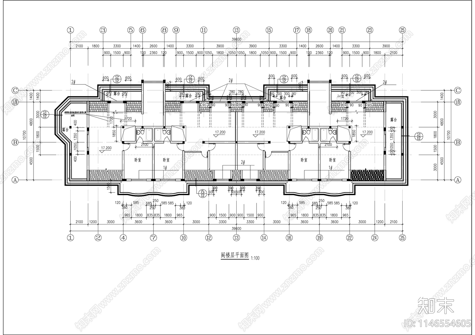 员工住宅楼建筑cad施工图下载【ID:1146554605】