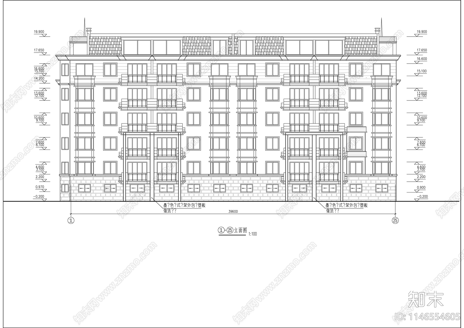 员工住宅楼建筑cad施工图下载【ID:1146554605】