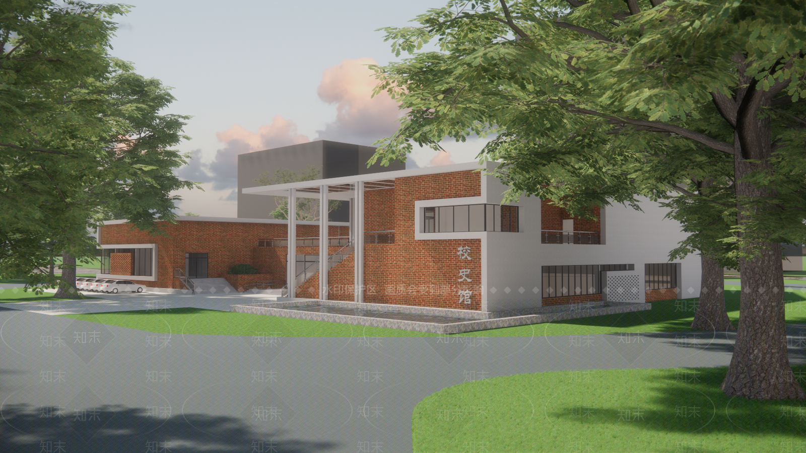 现代展览馆建筑SU模型下载【ID:1146555246】