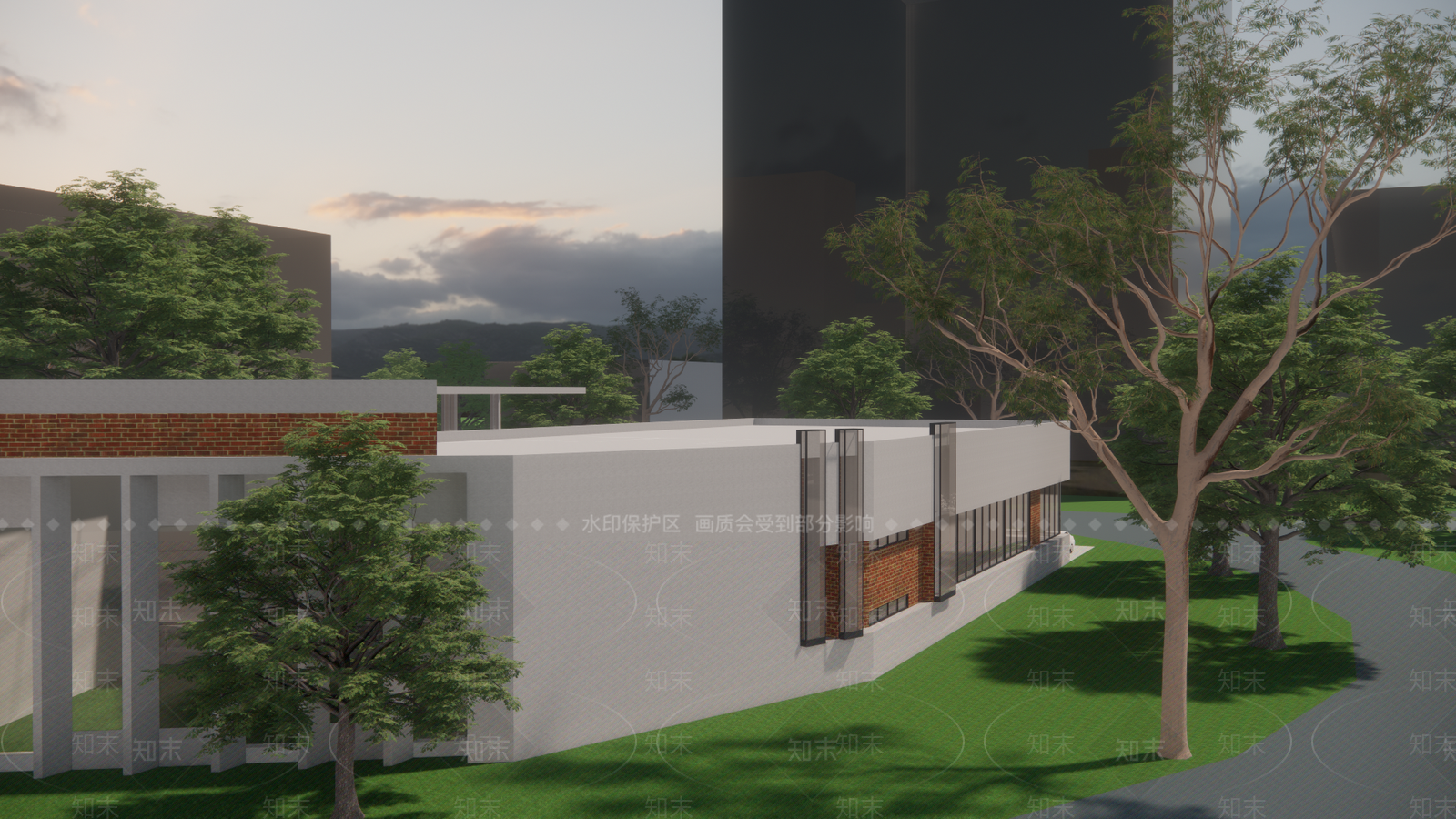 现代展览馆建筑SU模型下载【ID:1146555246】