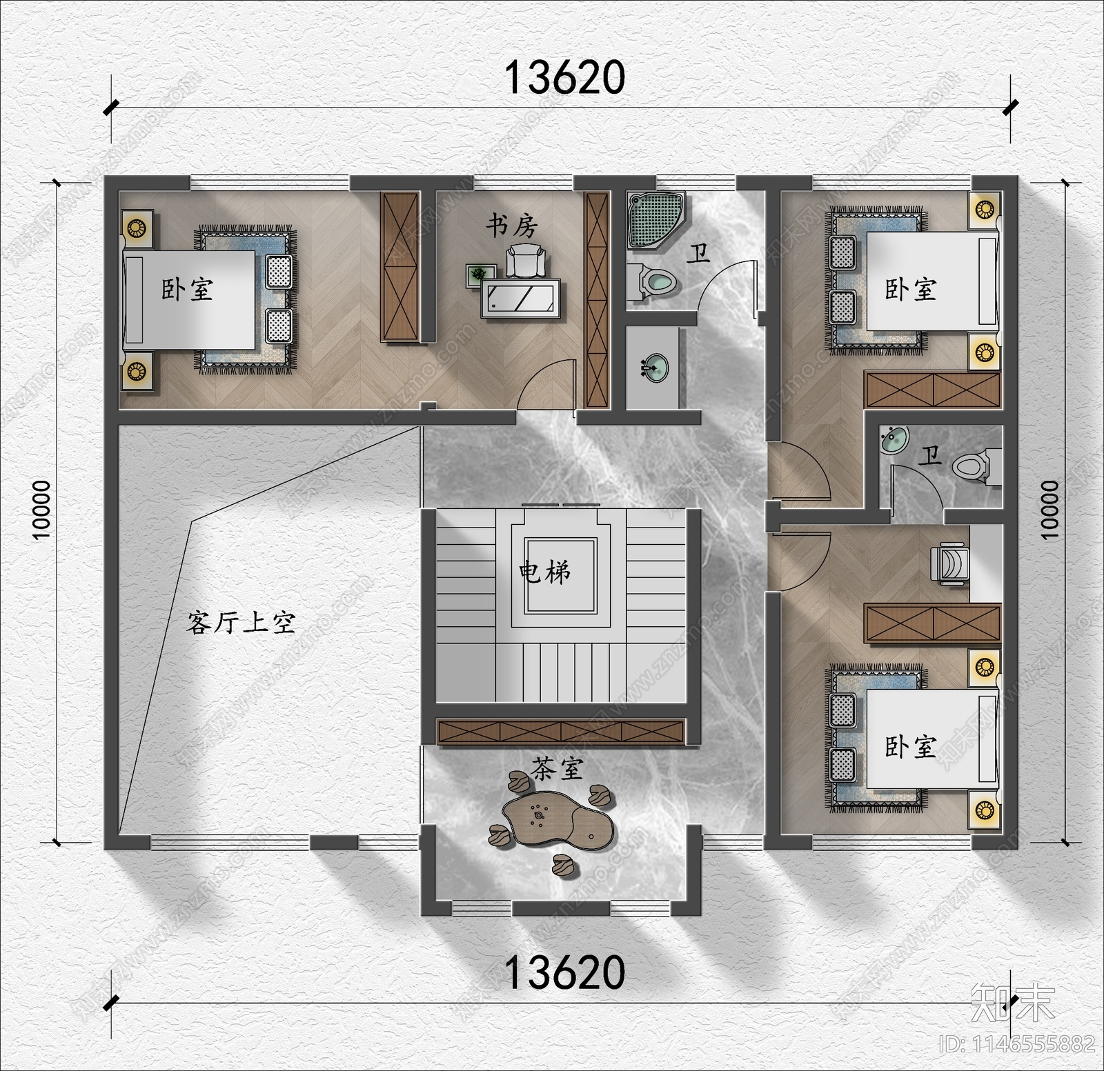 二层自建房室内平面图施工图下载【ID:1146555882】