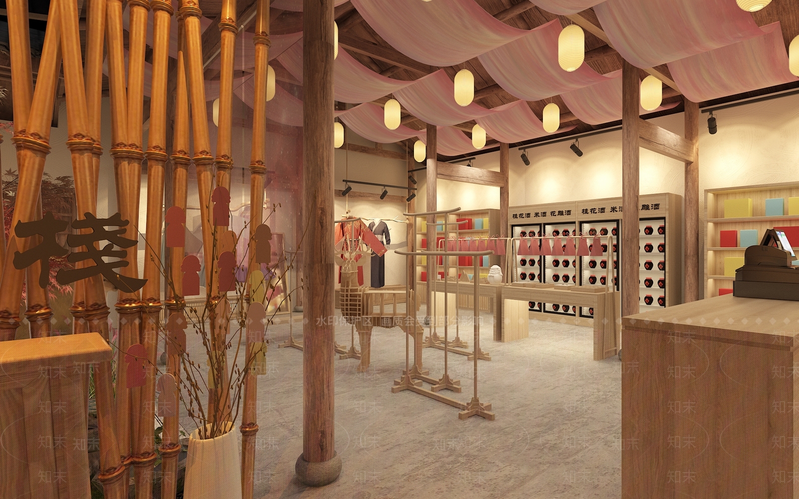 现代古风服装礼品店铺3D模型下载【ID:1146556091】