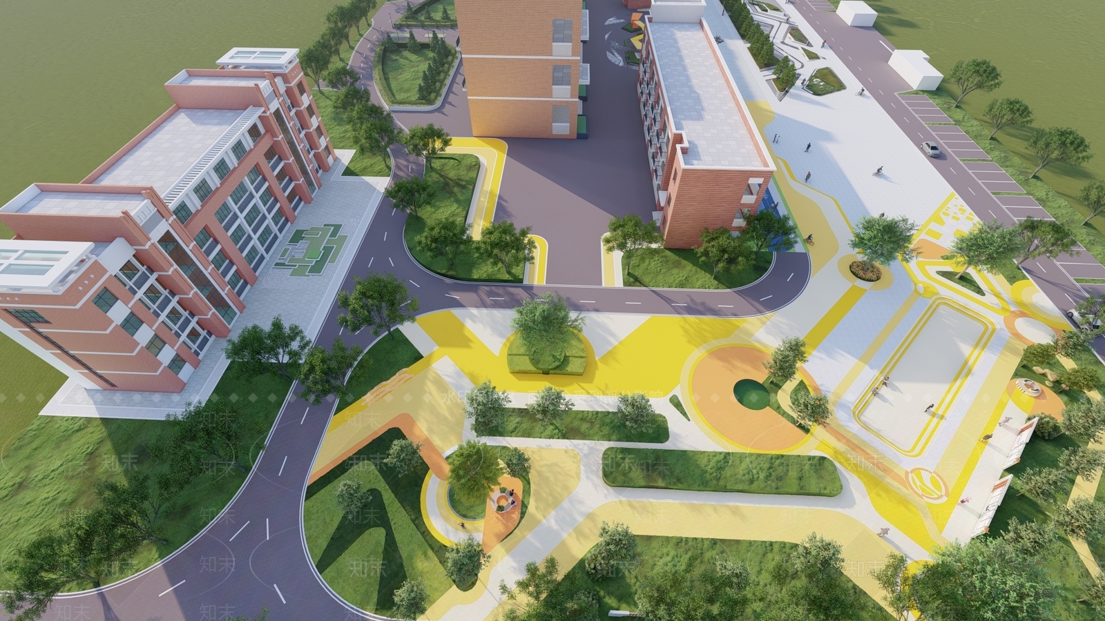 现代校园景观SU模型下载【ID:1146556440】