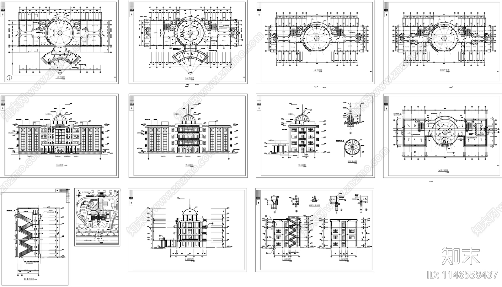办公楼建筑cad施工图下载【ID:1146558437】
