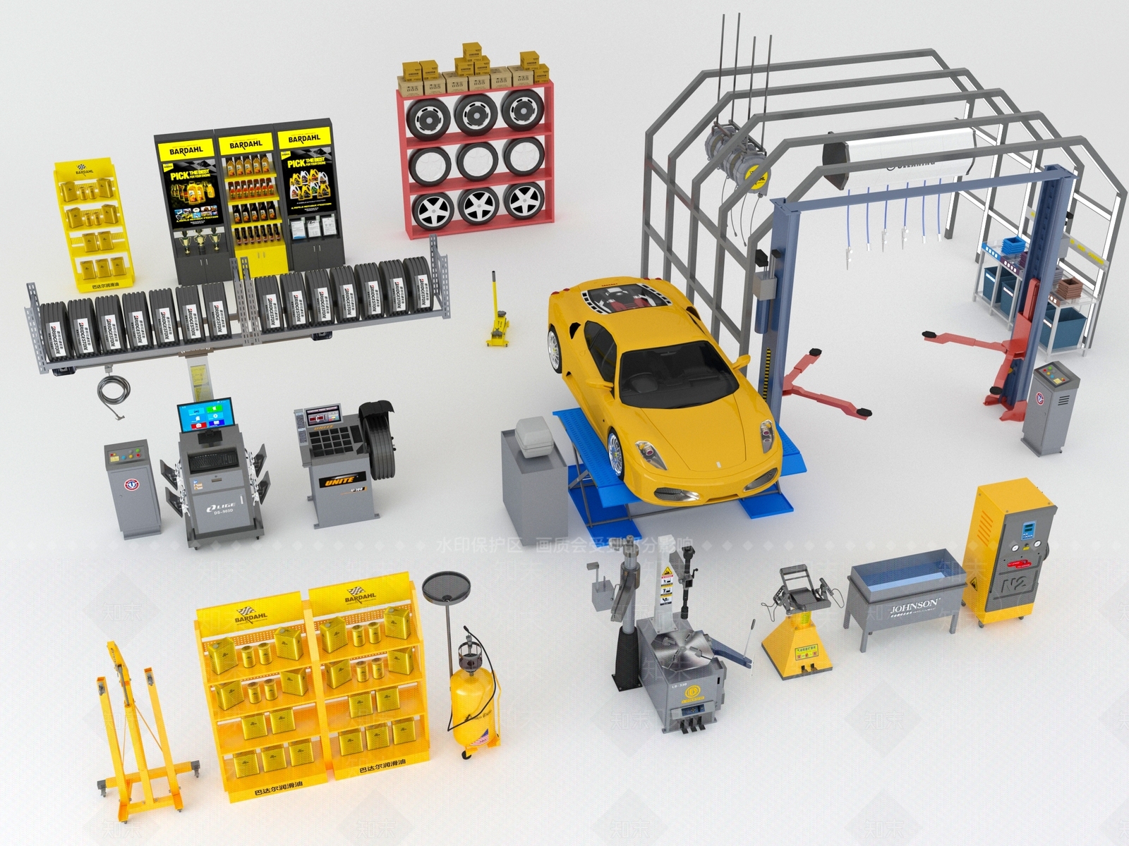 现代汽车维修设备SU模型下载【ID:1146559104】