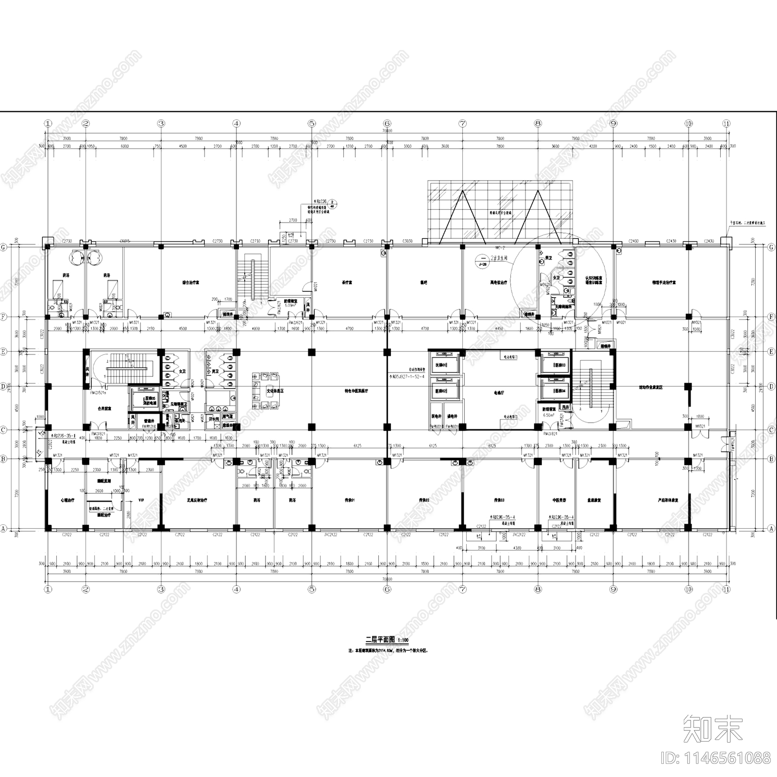 献县中医医院康复楼建筑详图施工图下载【ID:1146561088】