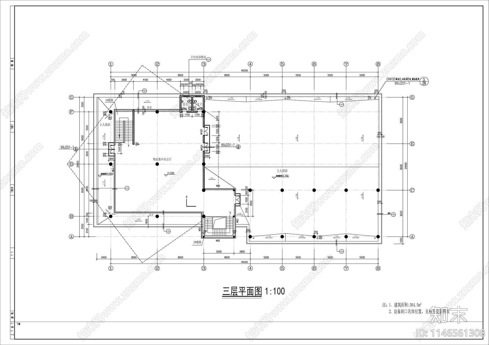 某小区会所施工图cad施工图下载【ID:1146561308】