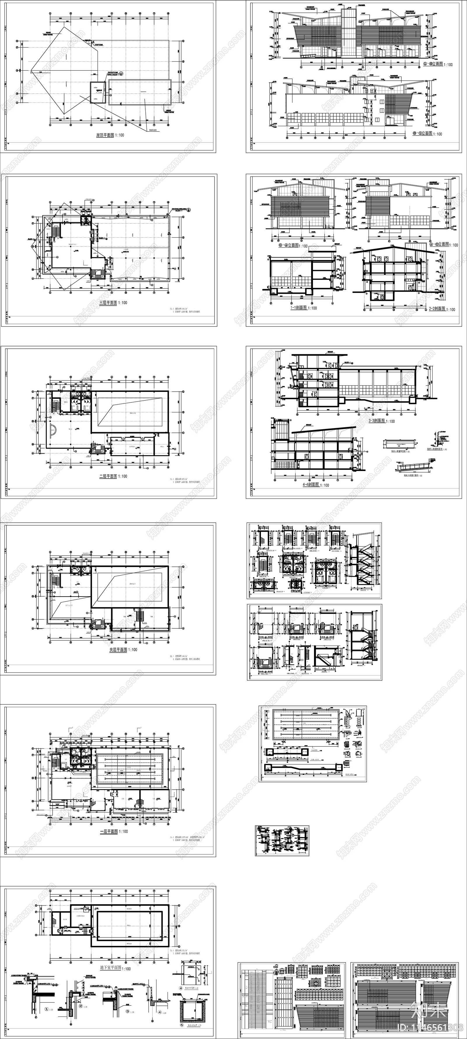 某小区会所施工图cad施工图下载【ID:1146561308】