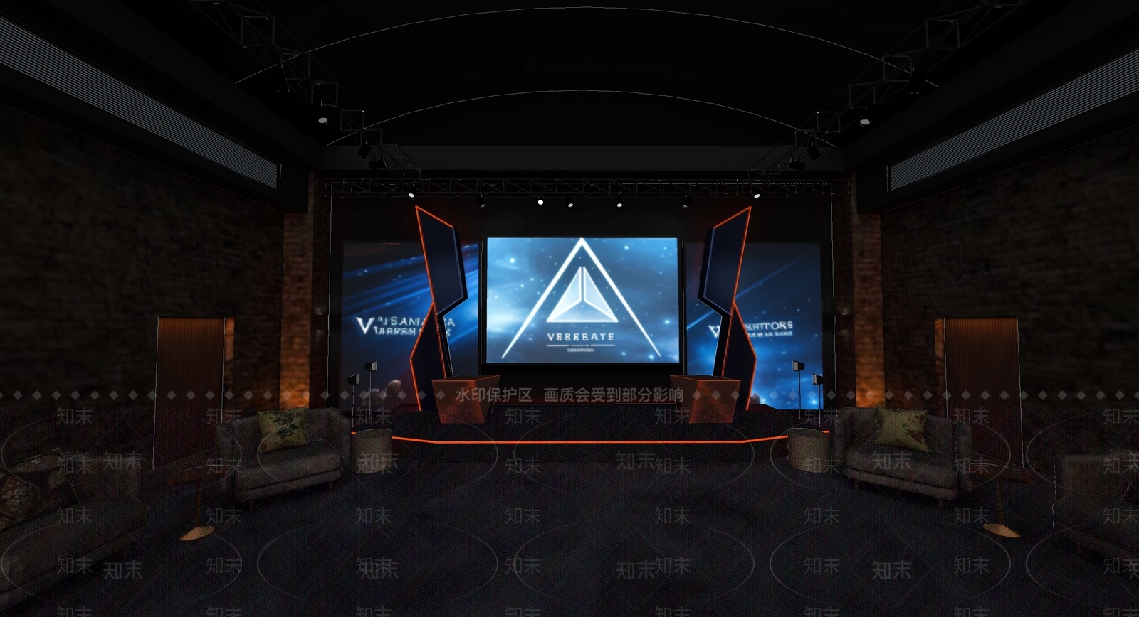 现代演播室SU模型下载【ID:1146566672】