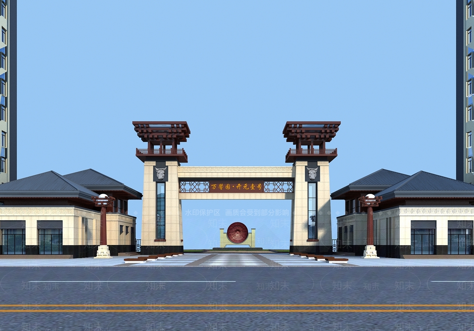 新中式入口大门3D模型下载【ID:1146569720】