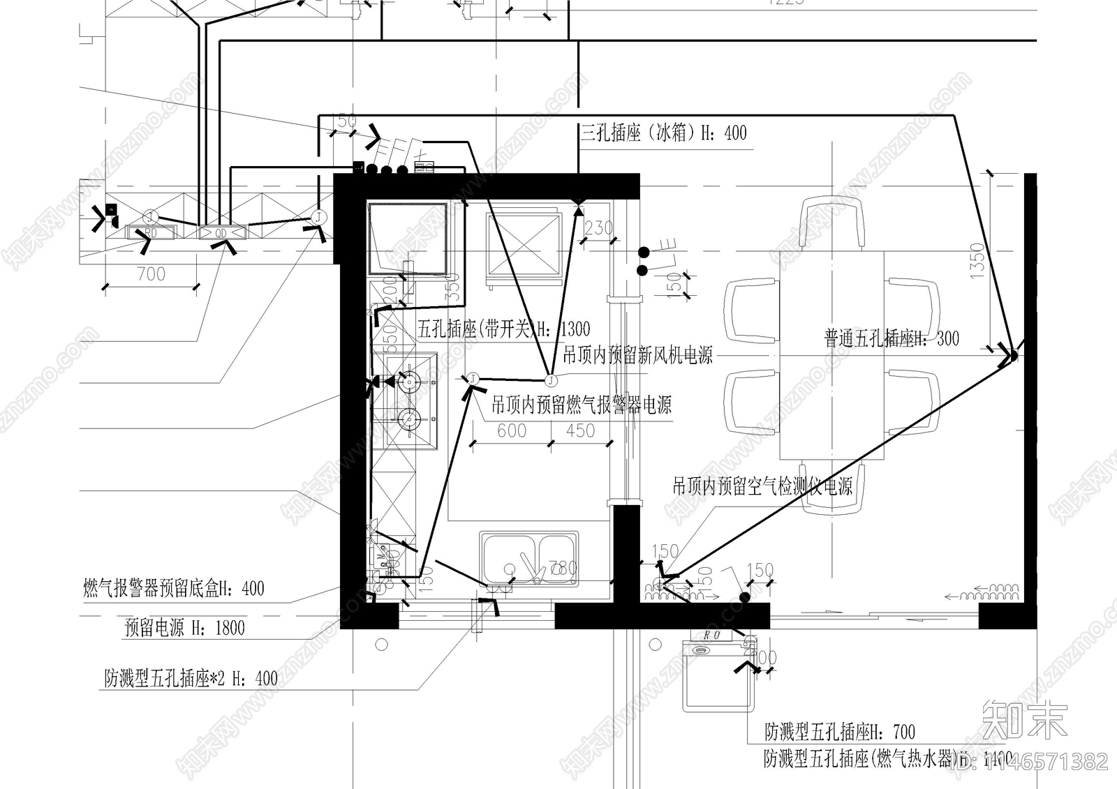 样板房强弱电标准插座cad施工图下载【ID:1146571382】