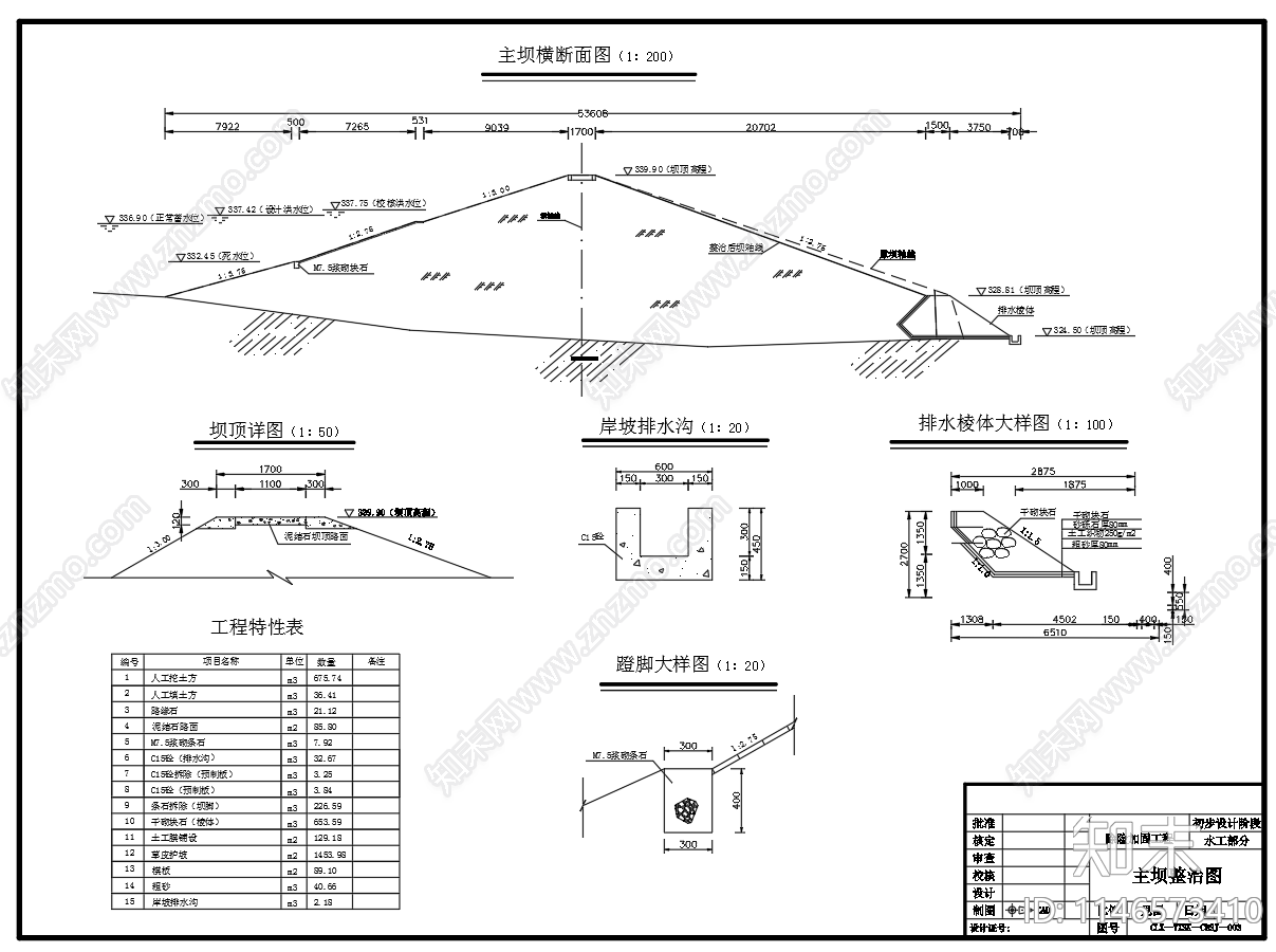 水库除险加固工程初步设计图节点cad施工图下载【ID:1146573410】