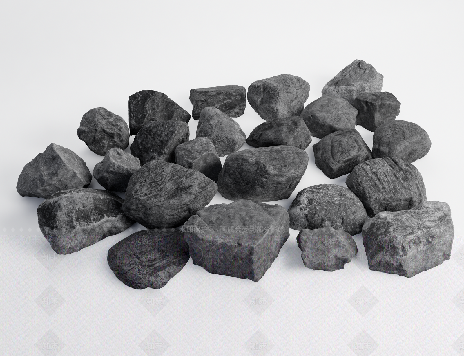 现代石头堆3D模型下载【ID:1146577726】