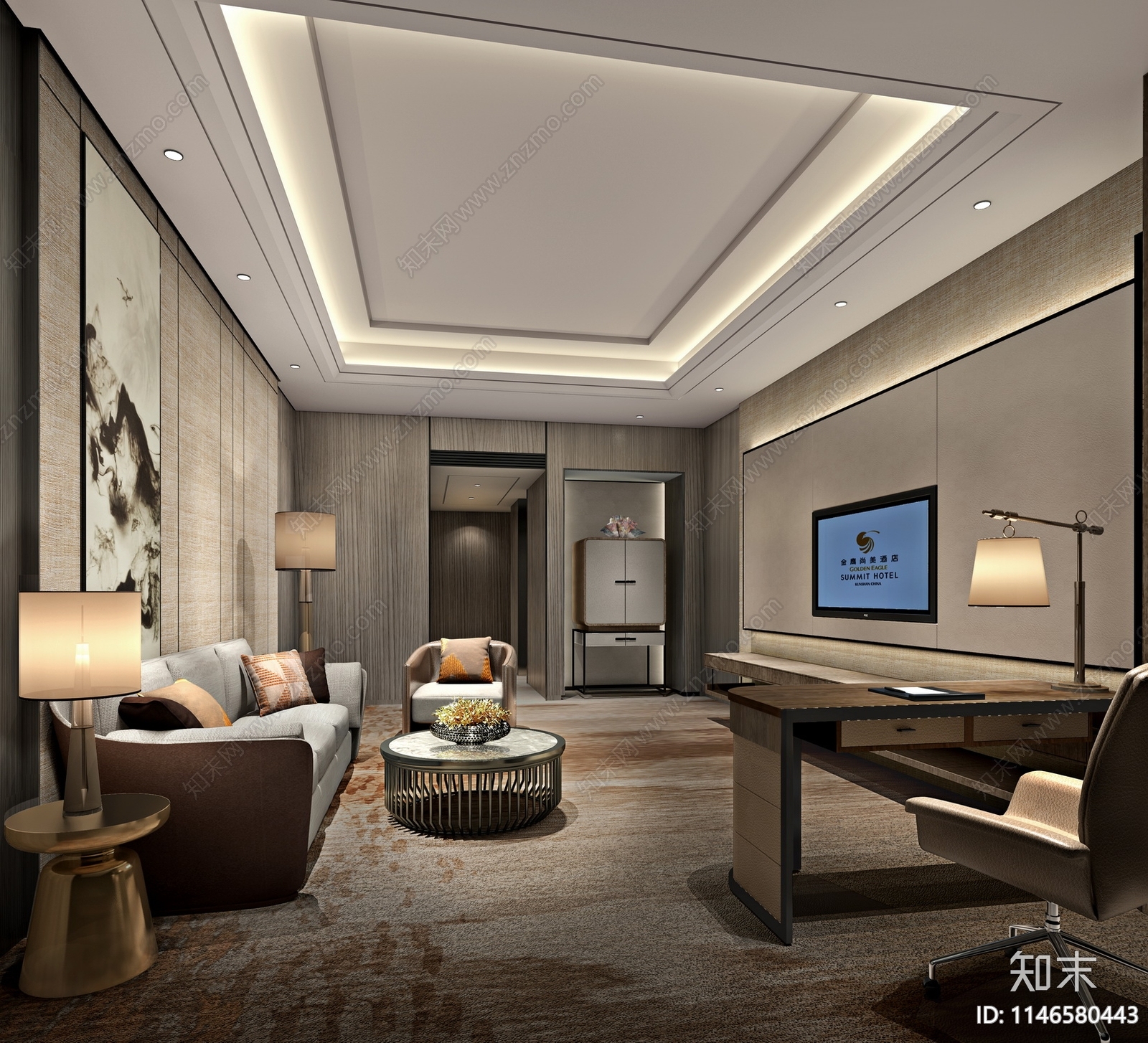 酒店豪华套房室内cad施工图下载【ID:1146580443】