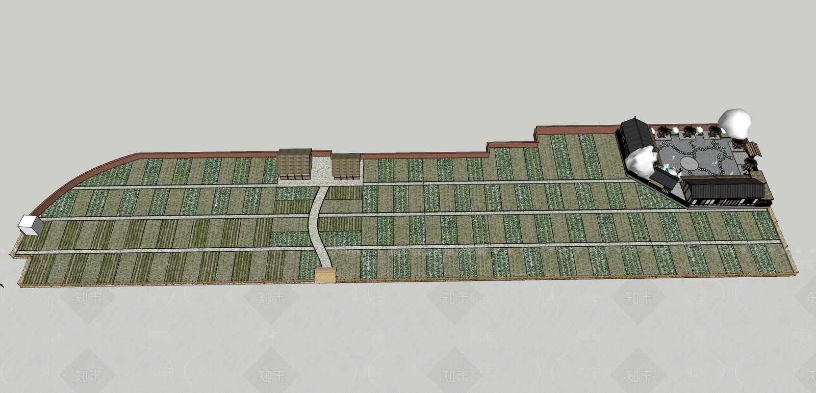 中式乡村庭院SU模型下载【ID:1146581061】
