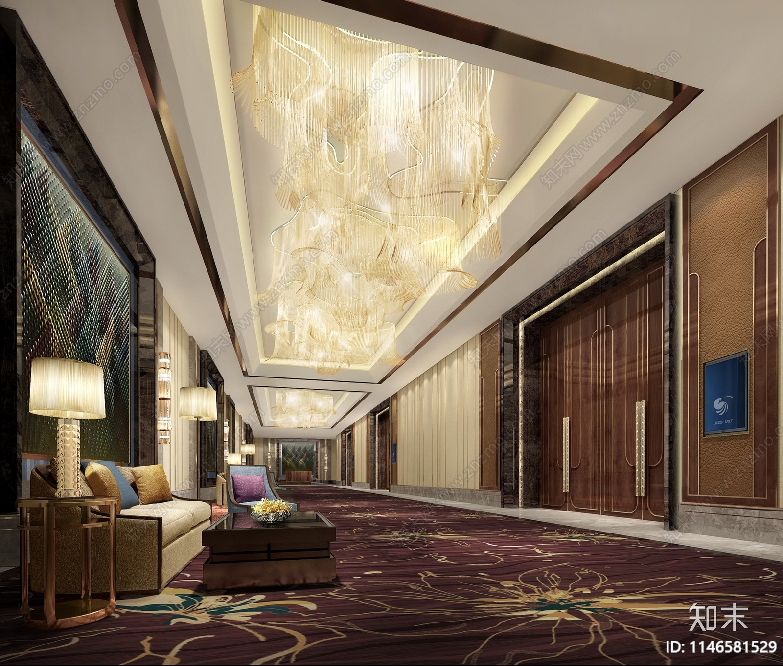 豪华酒店大型宴会厅室内cad施工图下载【ID:1146581529】