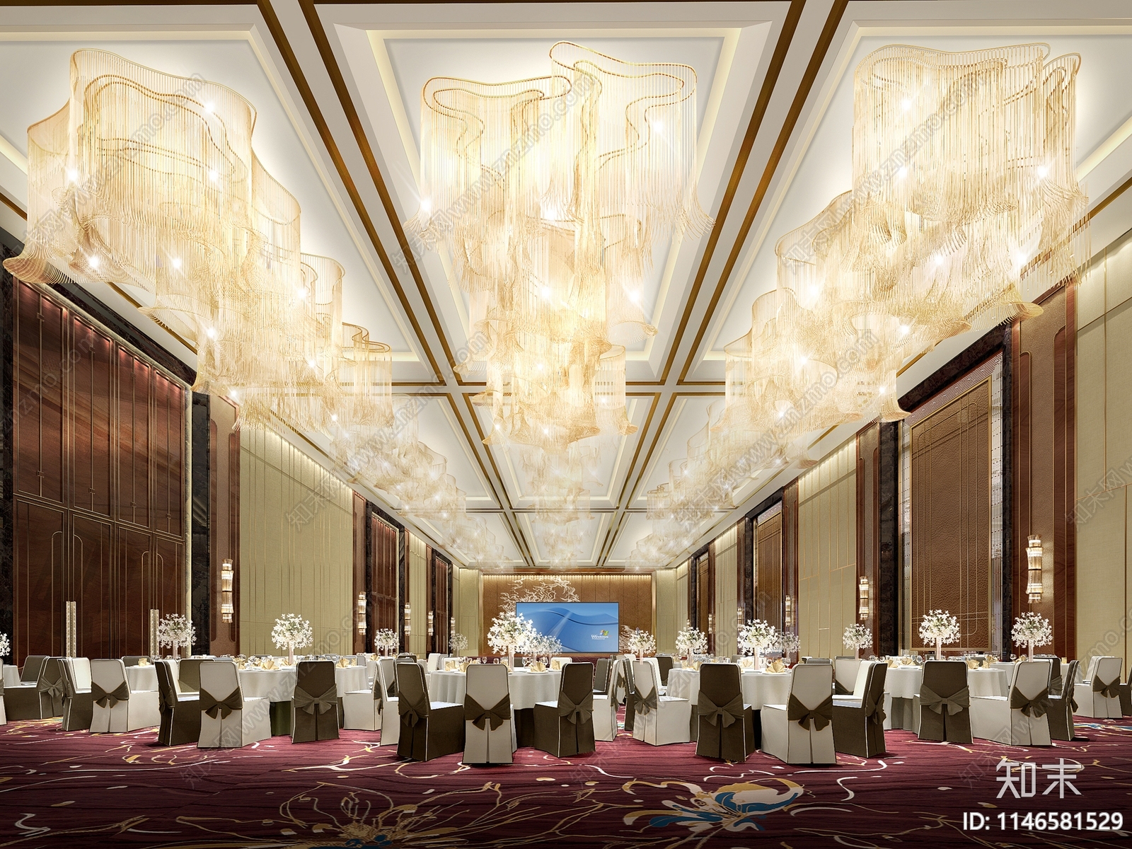 豪华酒店大型宴会厅室内cad施工图下载【ID:1146581529】