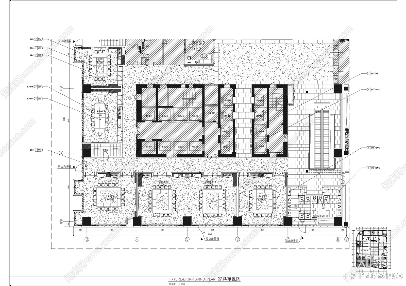 会议室室内cad施工图下载【ID:1146581993】