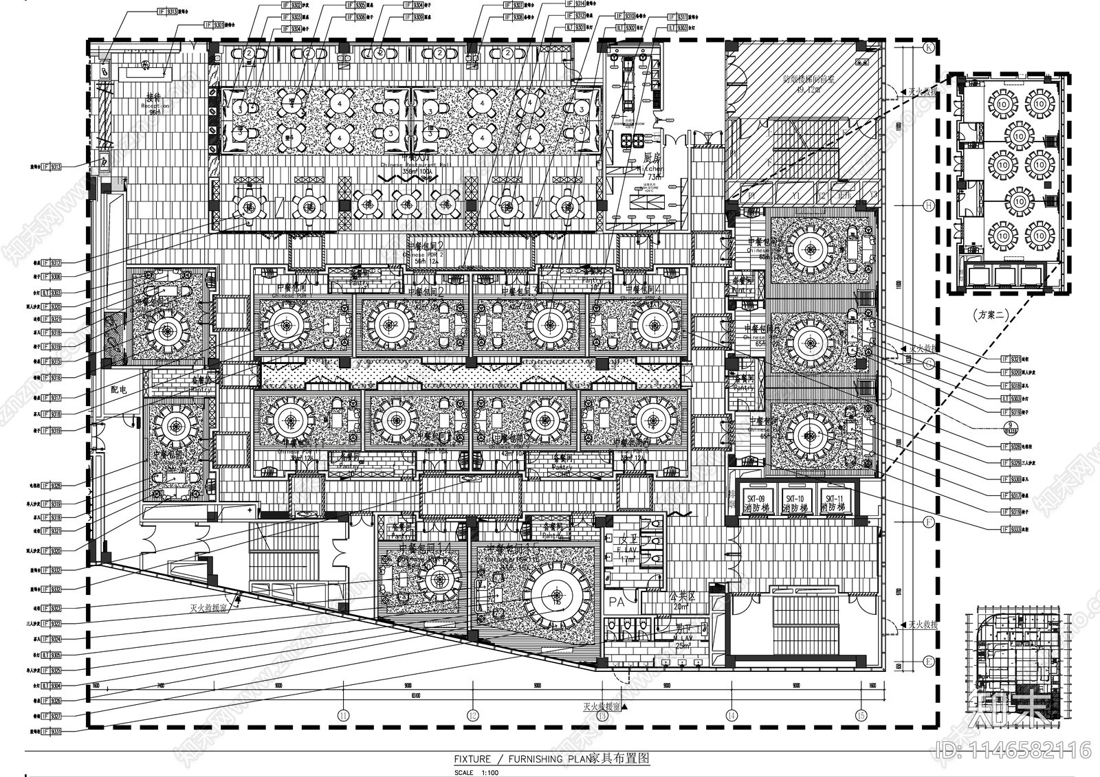 五星级酒店中餐厅包厢室内cad施工图下载【ID:1146582116】