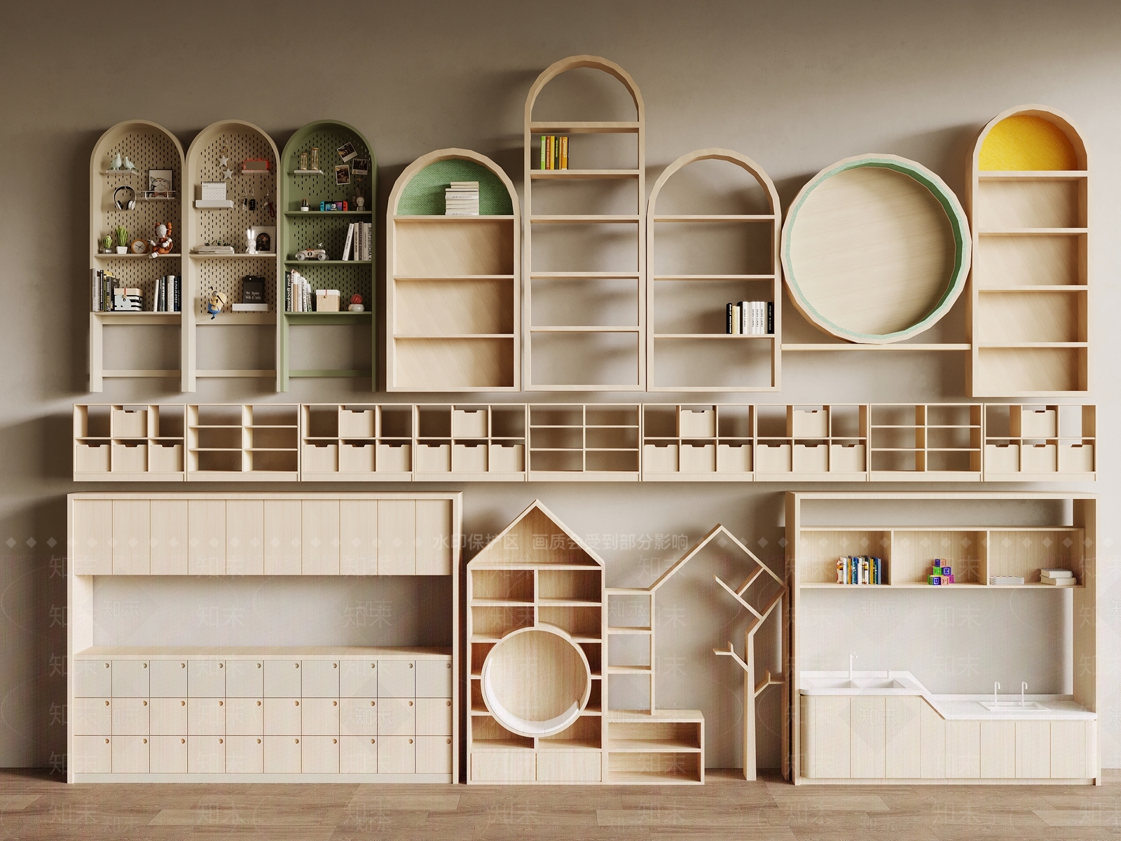 现代儿童书柜3D模型下载【ID:1146584570】