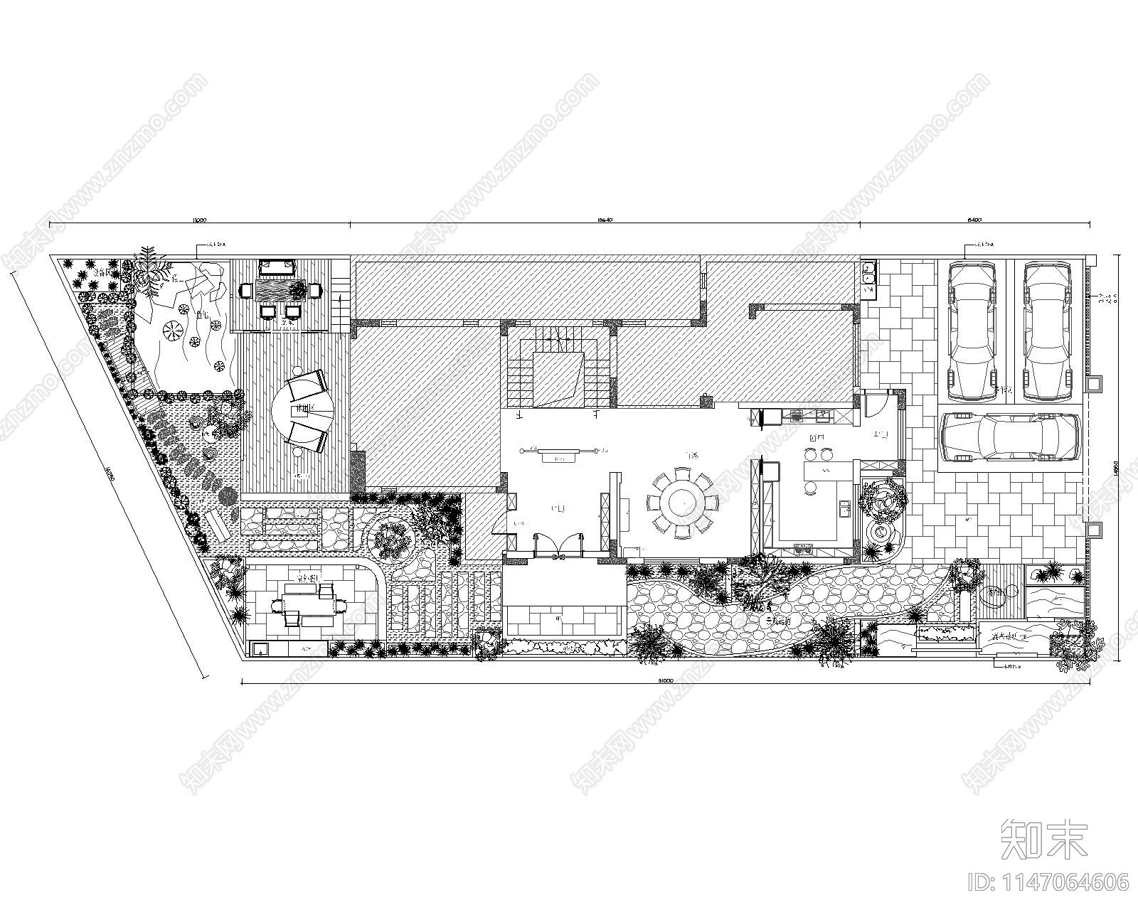 300平面中式步道庭院平面图施工图下载【ID:1147064606】