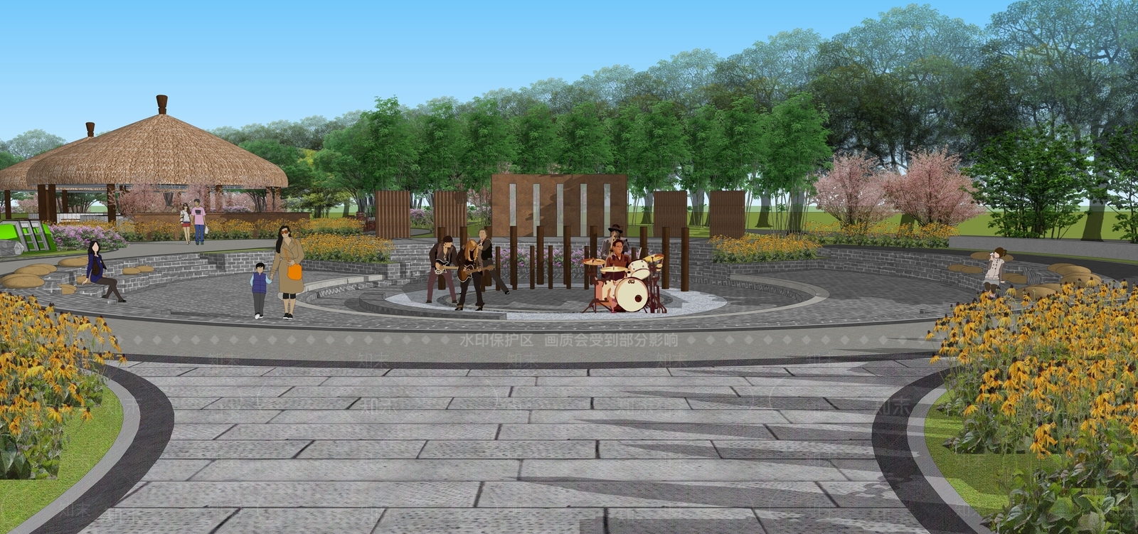 现代乡村庭院SU模型下载【ID:1146587088】