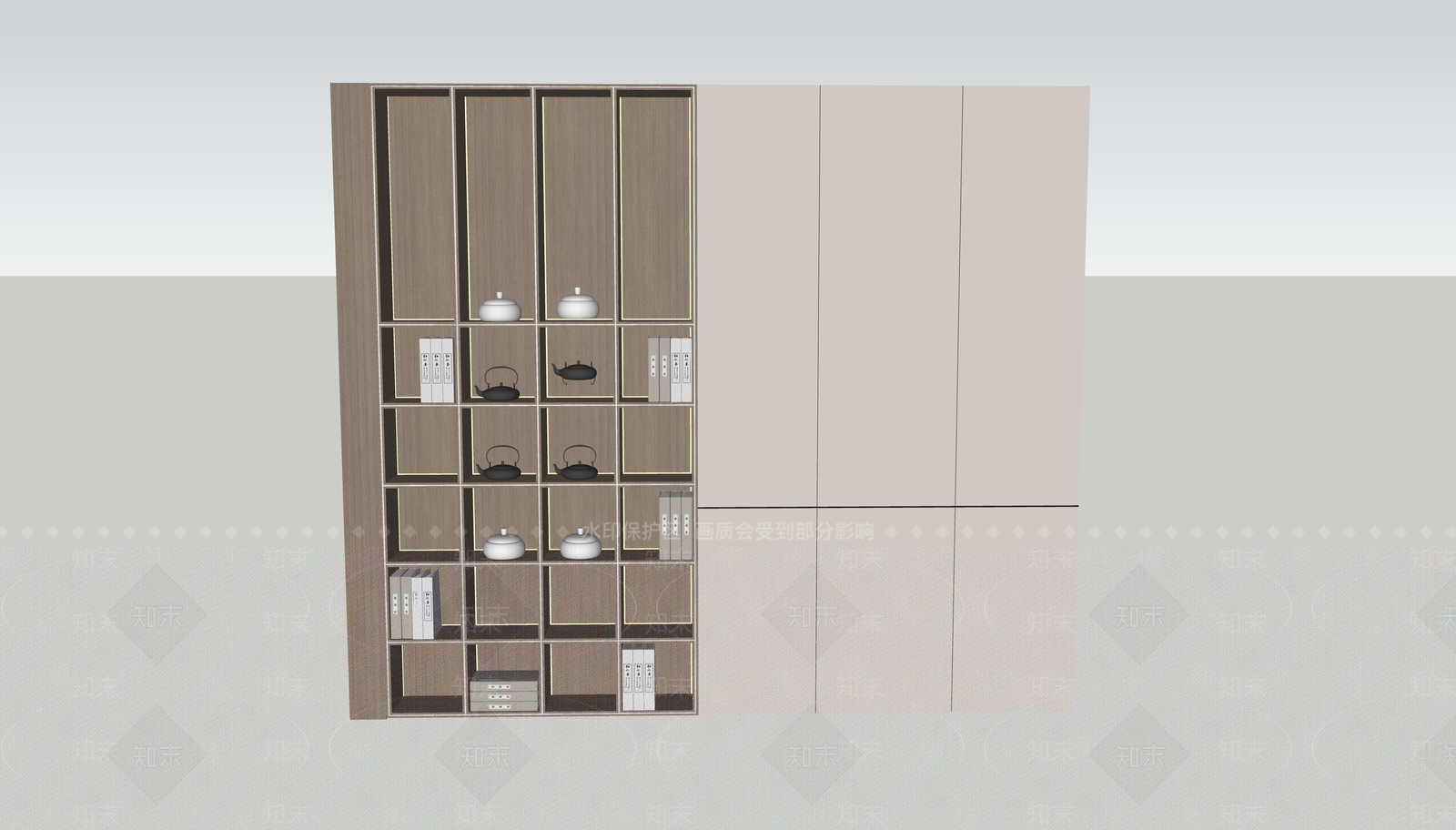 新中式展示储物柜SU模型下载【ID:1146587107】