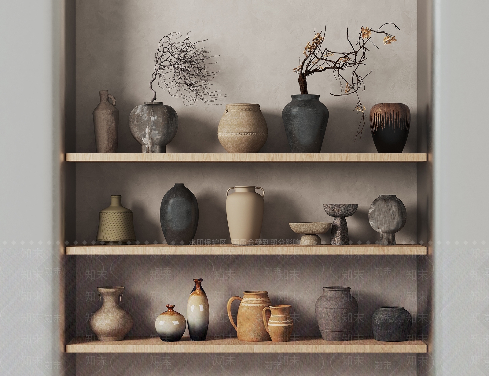 侘寂陶罐摆件SU模型下载【ID:1146588651】