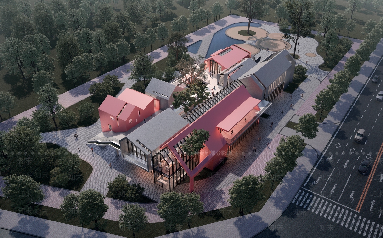 现代风格小坡顶幼儿园SU模型下载【ID:1146589082】