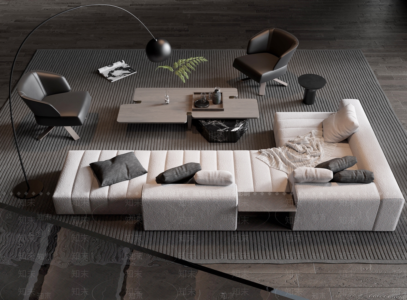 Minotti现代沙发茶几组合3D模型下载【ID:1146591125】_知末3d模型网