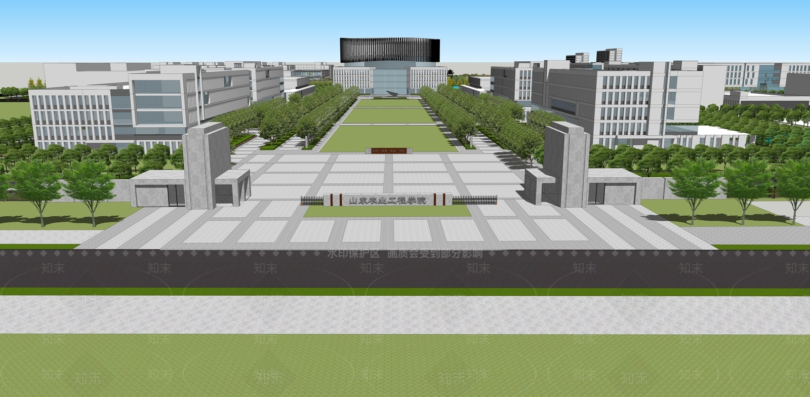新中式校园景观SU模型下载【ID:1146591708】