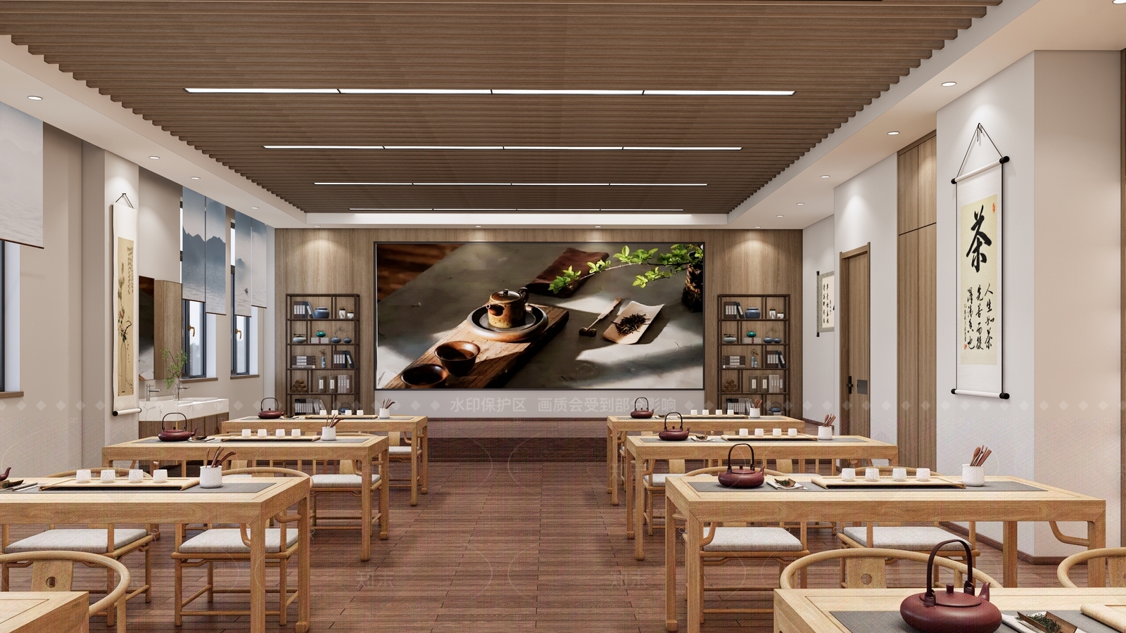 新中式茶艺教室SU模型下载【ID:1146600307】