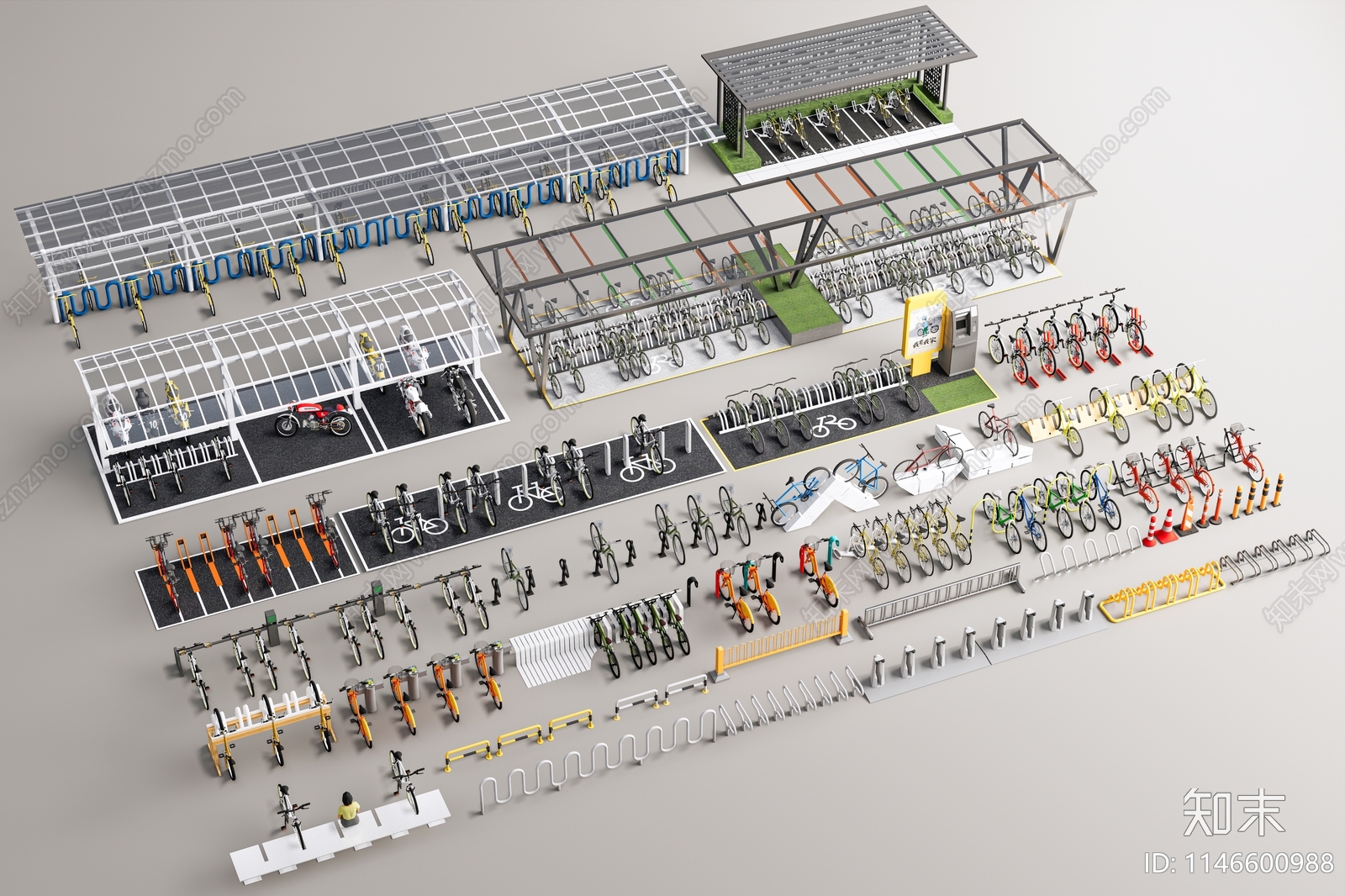 现代自行车停车场SU模型下载【ID:1146600988】